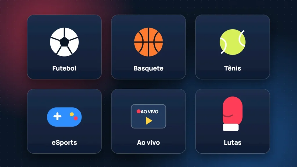 Modalidades: futebol, basquete, tênis, eSports, ao vivo e lutas