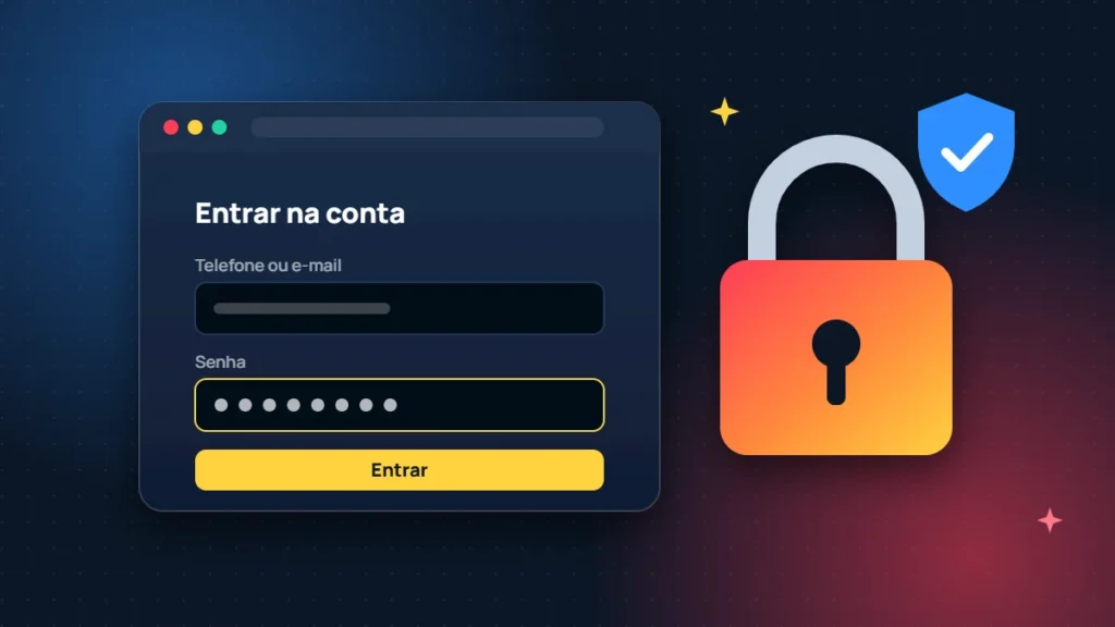 Tela de login com campos de telefone ou e-mail e senha